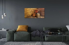 Obraz na skle Gitaru hat stoličky 125x50 cm