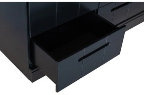 Čierna šatníková skriňa s konštrukciou z borovicového dreva WOOOD Connect, šírka 140 cm