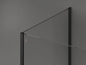 Mexen Kioto, 2-stenová sprchová zástena Walk-In 130 x 95 cm, 8mm číre sklo, čierny profil, 800-130-212-70-00-095