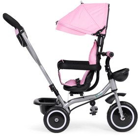 ECOTOYS Trojkolka 2v1 s otočným sedadlom + sklopná strieška - ružová
