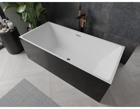 Mexen Nita, voľne stojaca vaňa 170 x 80 cm, biela-čierna, ružové zlato prepad, 52091708075-60