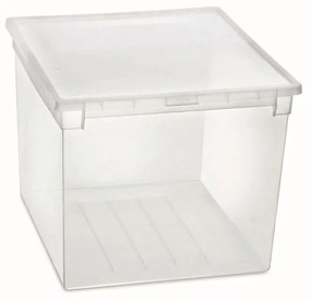 Úložný box s vekom, transparentný, na posteľnú bielizeň TERRY 52l - 38 x 52 x 31 cm