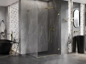 Mexen Lunar-B L, 1-krídlový sprchový kút, pravý, 80 x 70 cm, 8mm číre sklo, zlatý matný profil, 832L-080-070-55-00-P