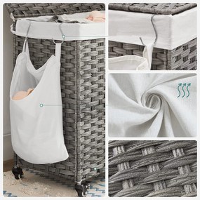 Ručne tkaný kôš na bielizeň, sivý