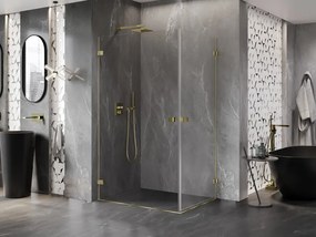 Mexen Lunar-B Duo, výklopný sprchový kút 90 x 80 cm, 8mm číre sklo, zlatý profil, 832-090L-080P-50-00