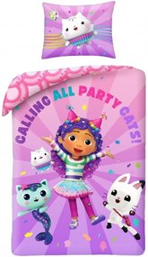 Posteľné obliečky z mikrovlákna Gábinin kúzelný domček – motív Calling all Party Cats! - 70 x 90 cm + 140 x 200 cm - zapínanie n