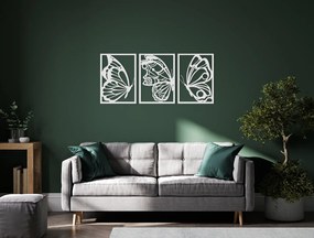 drevko 3-dielny obraz na stenu Motýle Rozmer obrazu: 28,5 x 65 cm, Farba dekorácie: Čierna
