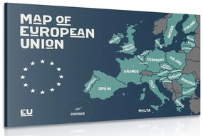 Obraz náučná mapa s názvami krajín európskej únie Varianta: 120x80