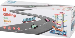 Autodráha KIK so 7 úrovňami, šmykľavkou, garážou a 8 autíčkami