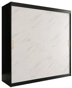 Skriňa Marmur T 200 čierna/mramor biely