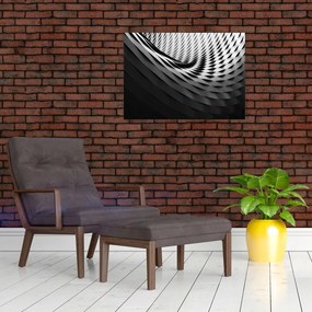 Abstraktný sklenený obraz - čiernobiela špirála (70x50 cm)