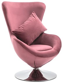 Otočná stolička v tvare vajca s vankúšom ružová zamatová 326214