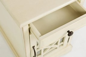 Nočný stolík Avola 41 cm z masívu s USB portami krémový