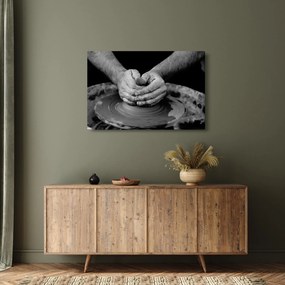 Čiernobiely obraz - výroba keramiky (90x60 cm)