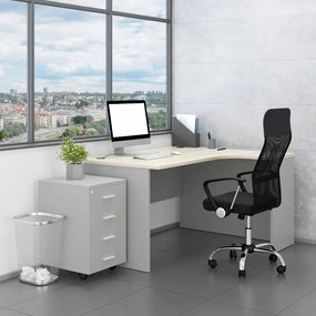 Zostava kancelárskeho nábytku SimpleOffice 2, 140 cm, pravá, sivá / dub svetlý