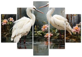 Obraz - Žeriavy biely (150x105 cm)