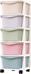 Regál na kolieskach so zásuvkami TONES 97x36x36 cm, farebný