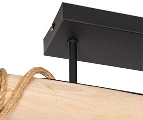 Rustikálny závesný luster zlatý s drevom 3-svetlo - Yura