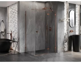 Mexen Lunar T, výklopný sprchový kút pravý 130 x 100 cm, 8mm číre sklo, profil ružové zlato, 834T-130-100-60-00-P