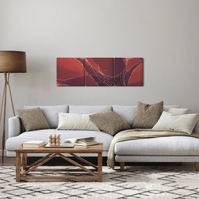 Obraz - Červená abstraktná kvetina N⁰2 (s hodinami) (90x30 cm)