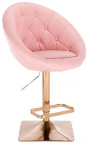 LuxuryForm Barová stolička VERA na zlatej hranatej podstave - ružová