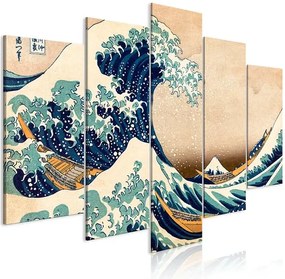 Obraz - The Great Wave off Kanagawa (5 Parts) Wide Veľkosť: 200x100, Verzia: Na talianskom plátne