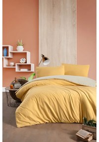 Žlto-krémové bavlnené obliečky na dvojlôžko/predĺžené s plachtou 200x220 cm - Mila Home