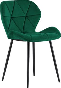 Jedálenská stolička MANGO VELVET s čiernymi nohami, tmavozelená