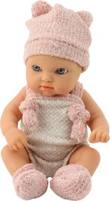 LEAN Toys Bábika bábätko v ružovom oblečení, čiapka a slintáčik 18 cm