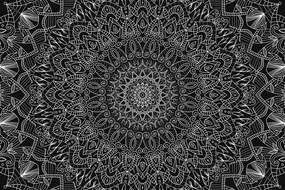 Obraz detailná ozdobná Mandala v čiernobielom prevedení