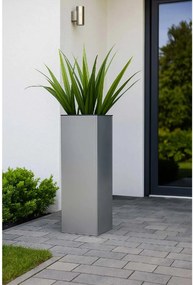 Kvetináč BLOCK, pozink, výška 80 cm, strieborný, vr. zavlaž. systému