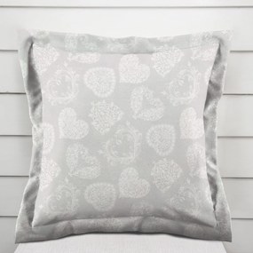 Biante Dekoračná obliečka na vankúš s lemom PML-071 Srdce s ornamentami na sivom 30 x 50 cm