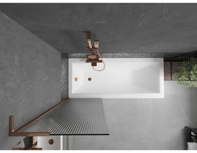 Mexen Next L, 1-krídlová vaňová zástena 60 x 150 cm, 6mm sklo s rebrovým vzorom, ružové zlato profil, 895-060-000-03-09-60