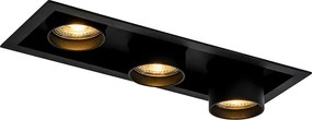 Moderný zapustený reflektor čierny nastaviteľný 3-svetlo - Roof