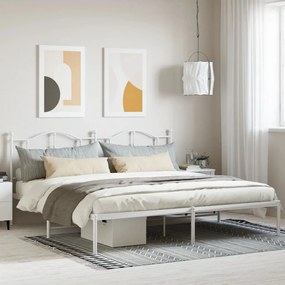 Kovový rám postele s čelom biely 193x203 cm 353494