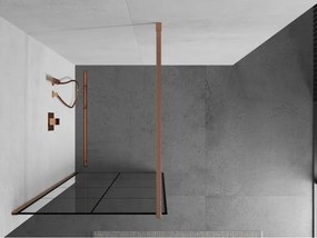 Mexen Kioto, sprchová zástena Walk-In 80 x 200 cm, 8mm číre sklo čierny vzor, medený matný profil, 800-080-101-65-77