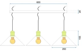 Toolight Porto, závesné stropné svietidlo 3xE27 APP017-3CP, čierna-zlatá, OSW-00206