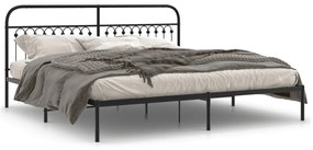 Kovový rám postele s čelom čierny 193x203 cm 376606