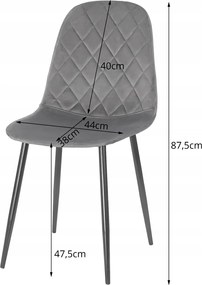 Béžová zamatová stolička ASTI s čiernymi nohami