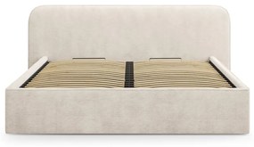 Béžová čalúnená dvojlôžková posteľ s úložným priestorom s roštom 200x200 cm Elizabeth – Micadoni