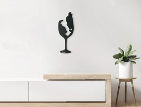 drevko Drevená dekorácia Čaša zaľúbenci Rozmer obrazu: 44,5 x 16,5 cm, Farba dekorácie: Čierna