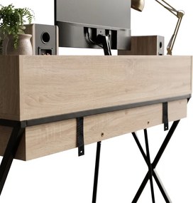 Kancelársky industriálny stôl FLEXO dub Sonoma / čierne nohy