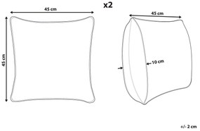 Sada 2 jutových vankúšov s geometrickým vzorom 45 x 45 cm viacfarebný PULICAT Beliani