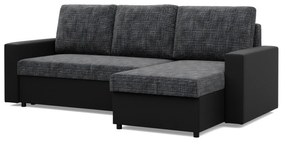 Rohová rozkladacia sedacia súprava LUNA Sivá/čierna I