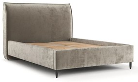 Béžová čalúnená dvojlôžková posteľ s úložným priestorom s roštom 160x200 cm Shell – Maison de Rêve