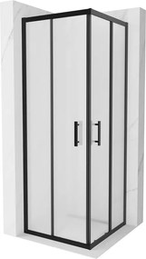 Mexen Rio, štvorcový sprchovací kút s posuvnými dverami 70(dvere) x 70(dvere) x 190 cm, 6mm sklo námraza, čierny profil, 860-070-070-70-30
