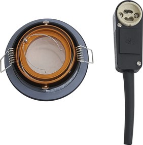 Sada 6 moderných zapustených bodových svetiel čierna so zlatou otočné a naklápacie IP44 - Chuck