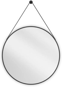 Mexen String, okrúhle kúpeľňové zrkadlo na pásiku 70 cm, farba rámu čierna matná, 9854-070-070-000-70