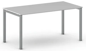 Rokovací kancelársky stôl PRIMO SQUARE, 160x80 cm, sivostrieborná podnož, sivá