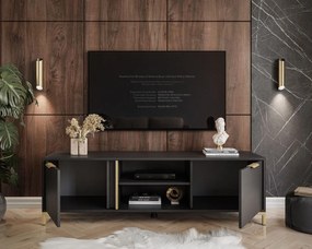 TV STOLÍK LOREEN TMAVOŠEDÝ + ZLATÝ NA NOŽIČKÁCH 153 cm